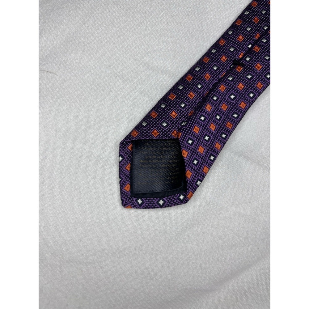 Brooks Brothers Makers and Merchants Silk Tie Purple Geometric Print Made in USA - Picture 3 of 5